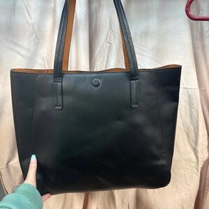 Elegant Black Leather Tote Bag